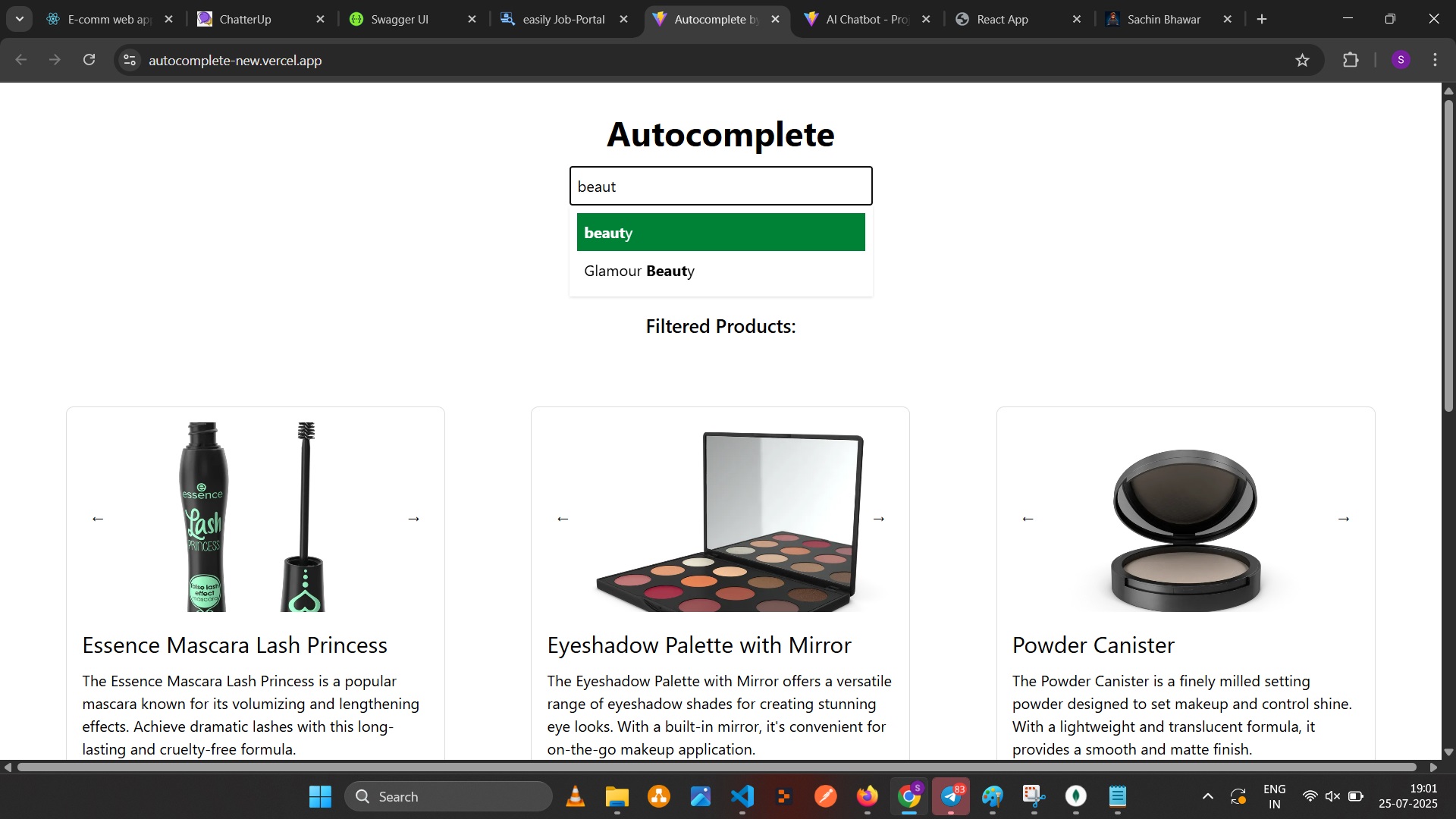 Autocomplete Project Screenshot