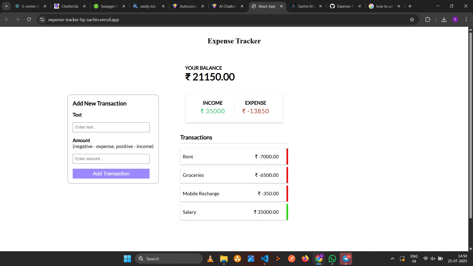 Expense Tracker Project Screenshot